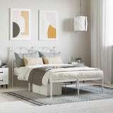 Metal Bed Frame without Mattress with Headboard White 120x200cm 353486