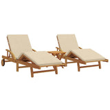 Sun Lounger 3 pcs Beige 200 x 67 x 84 cm Solid Acacia Wood 3325184