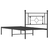 Metal Bed Frame without Mattress with Headboard Black 90x200cm 374332