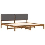 Bed Frame with Upholstered Headboard Natural and Light Grey 3405048