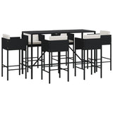 7 Piece Garden Bar Set with Cushions Black Poly Rattan 3203934