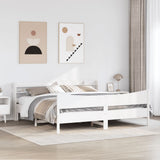 Bed Frame with Headboard White 180x200 cm Super King Solid Wood Pine 3307036