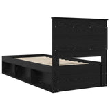 Bed Frame with Headboard Black 90 x 200 cm Solid Pine Wood 3410137