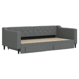 Daybed with Trundle&Drawers without Mattress Dark Grey 90x190 cm Single 3197500