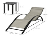 3 Pieces Sun Lounger Chair Set, Metal Frame Garden Outdoor Sunbathing Chair with Side Table and T3398P320053