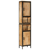 3 Piece Bathroom Furniture Set Iron and Solid Wood Mango 3217115