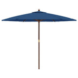 Garden Parasol with Wooden Pole Azure Blue 299x240 cm 363174