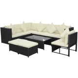 ZNTS 8 Piece Garden Lounge Set with Cushions Poly Rattan Black 42993