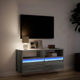 TV Wall Cabinet with LED Lights Grey Sonoma 100x31x45 cm 852339