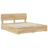 Bed Frame with Drawer Sonoma Oak 200 x 200 cm Engineered Wood 3412334
