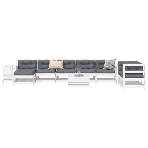 ZNTS 10 Piece Garden Sofa Set White Solid Wood Pine 3250641