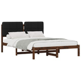 Bed Frame with Upholstered Headboard Dark Brown and Black 904092