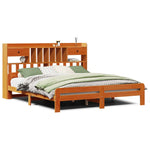 ZNTS Bookcase Bed without Mattress Wax Brown 180x200 cm Super King Solid Wood Pine 3308875
