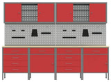Work Cabinet with Drawer 10 pcs Red Engineered Wood and Steel 3321491