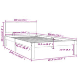 Bed Frame without Mattress White Solid Wood Pine 100x200cm 810486