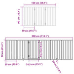 Dog Gate with Door Foldable 9 Panels Black 450 cm Poplar Wood 3155544