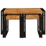 Nesting Table 3 pcs Brown and Black Solid Mango Wood and Metal 4104730