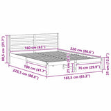 Bed Frame with Headboard Wax Brown 160 x 220 cm Solid Pine Wood 872337
