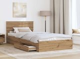 Bed Frame with Drawer Artisan Oak 90 x 200 cm Engineered Wood 3410948