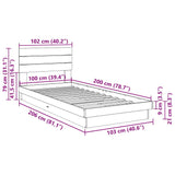 Bed Frame with Headboard without Mattress 100x200 cm Solid Wood Oak 3315743