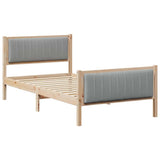 Bed frame Brown and light grey 100 x 200 cm Solid pine wood 878489