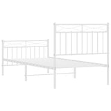 Metal Bed Frame without Mattress with Footboard White 90x190cm 373750
