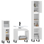ZNTS 3 Piece Bathroom Cabinet Set White Engineered Wood 3187797