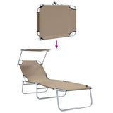 Sun Lounger Folding 2 pcs Taupe 58 x 188 x 77cm Polyester 42003063
