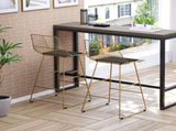 Set of 2 Bar Stools, Modern Counter Height Breakfast Bar Chairs with Wire Metal Frame for Kitchen, T3398P378036