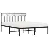 Metal Bed Frame without Mattress with Headboard Black 135x190cm 373690