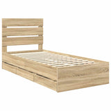 Bed Frame with Drawer Sonoma Oak 100 x 200 cm Engineer Wood 3411854