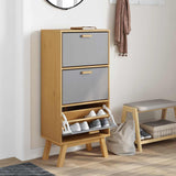 Shoe Cabinet OLDEN Grey and Brown 55x35x120cm Solid Wood Pine 358619