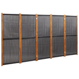 5-Panel Room Divider Black 350x180 cm 319181
