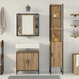 Bathroom Vanity Units with Shelf 3 pcs Brown Engineered wood 3334384