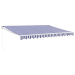 Retractable Awning Blue and White 4.5x3 m Fabric and Aluminium 3154424