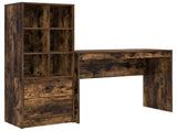Desk with Drawer with Shelf with Storage 2 pcs Smoked Oak 3337333