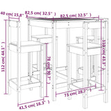 5 Piece Garden Bar Set White Solid Wood Pine 3154741