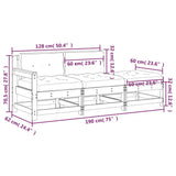 ZNTS 3 Piece Garden Lounge Set with Cushions Solid Wood Douglas 825602