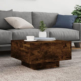 Coffee Table with LED Lights Smoked Oak 55x55x31 cm 836578