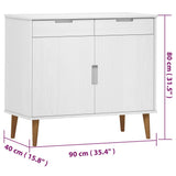 Sideboard MOLDE White 90x40x80 cm Solid Wood Pine 350547