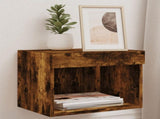 Bedside Cabinets with LED Lights Wall-mounted 2 pcs Smoked Oak 837122