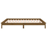 LED Bed Frame without Mattress Honey Brown 140x190 cm Solid Wood 820654