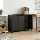 Rolling Cabinet Black 100 x 39 x 65.5 cm Solid Pine Wood 42028387
