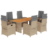 7 Piece Garden Dining Set with Cushions Grey Poly Rattan 3212287