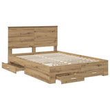 Bed Frame with Drawer Artisan Oak 140 x 190 cm Engineered Wood 3409648