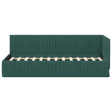 Corner Bed Frame with Headboard Dark green 80 x 200 cm Velvet 42016248