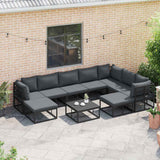Garden Sofa Set 10 pcs Black Aluminium 3378939