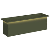 Garden Planter with LED Olive Green 30 x 100 x 30 cm Steel 8008118