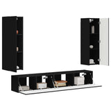 TV Cabinet Set 3 pcs Black Engineered Wood 3408980