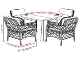 5 Piece Garden Dining Set with Cushions Grey Poly Rattan 3212181